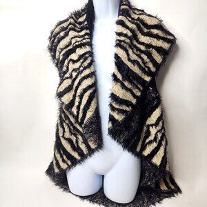 Sioni Women's Size Large Fuzzy Striped Cardigan Open